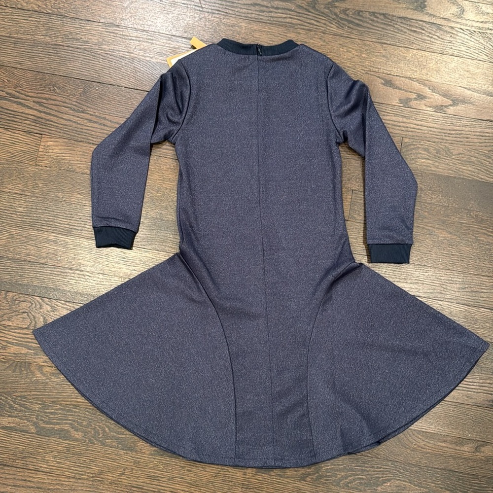 NWT Tiki Studio Indigo Shimmer Flare Girls Dress, Size 7 - Picture 4 of 5